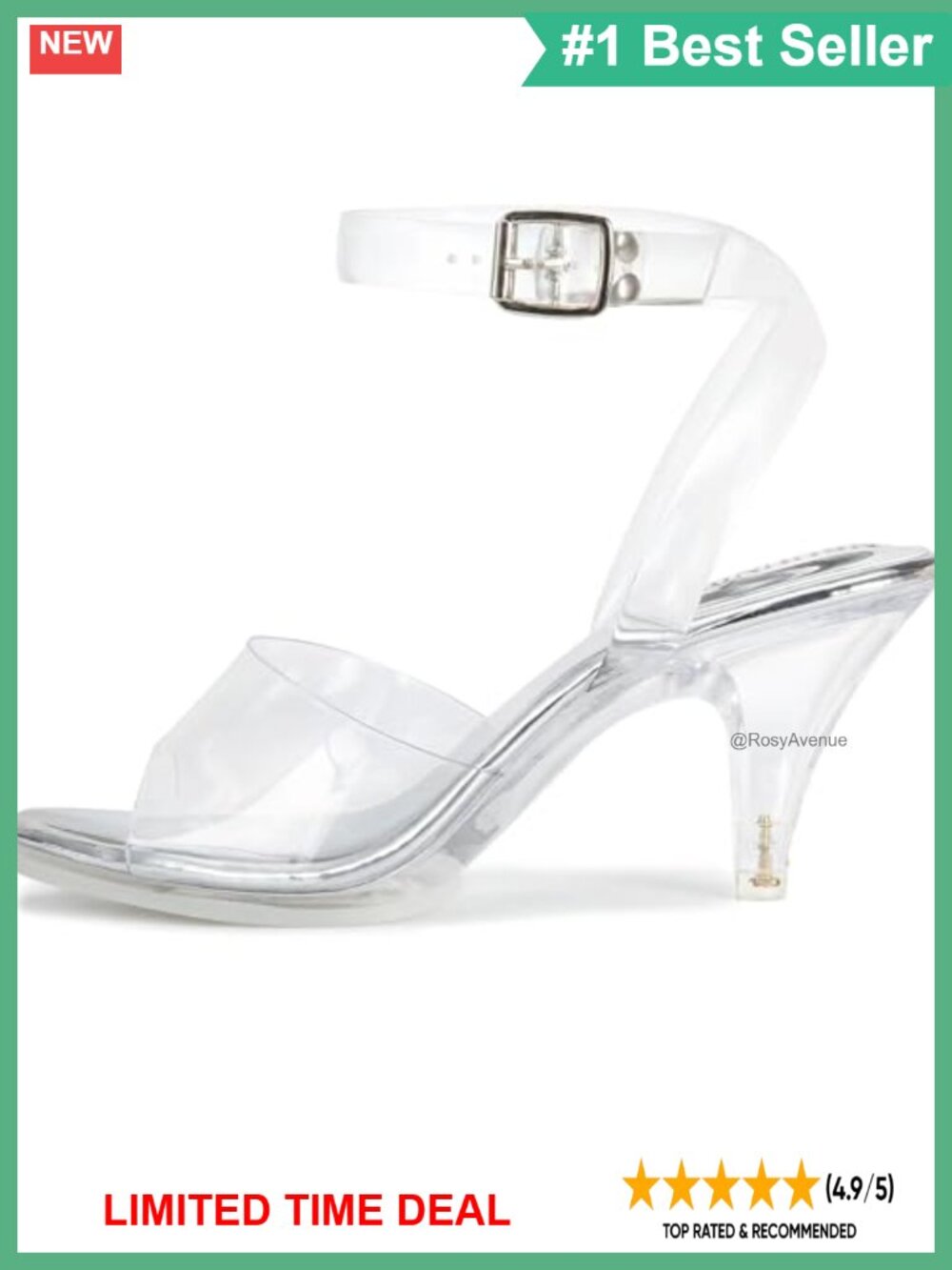 Clear Stiletto Heeled Sandals with Platform and Ankle Strap